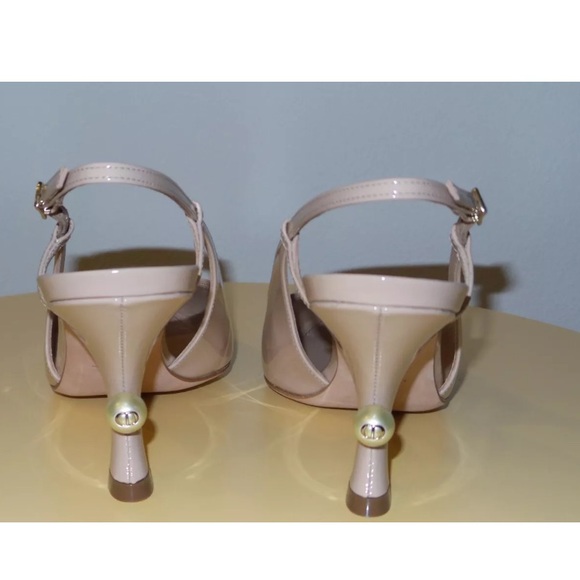 $1350 CHRISTIAN DIOR NUDE PATENT CALFSKIN DIOR TRIBALES SLINGBACK PUMPS SIZE 38 - Picture 6 of 10